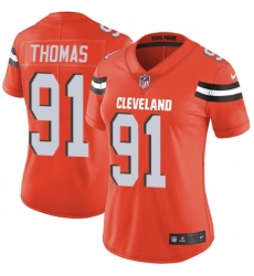 Women's Nike Cleveland Browns #91 Chad Thomas Orange Alternate Vapor Untouchable Elite Player NFL Jersey