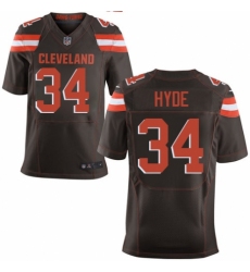 Men's Nike Cleveland Browns #34 Carlos Hyde Elite Brown Team Color NFL Jersey
