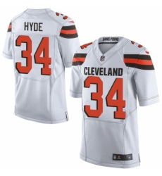 Men's Nike Cleveland Browns #34 Carlos Hyde Elite White NFL Jersey