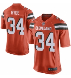 Men's Nike Cleveland Browns #34 Carlos Hyde Game Orange Alternate NFL Jersey