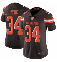Women's Nike Cleveland Browns #34 Carlos Hyde Brown Team Color Vapor Untouchable Elite Player NFL Jersey