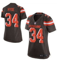 Women's Nike Cleveland Browns #34 Carlos Hyde Game Brown Team Color NFL Jersey