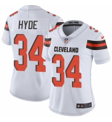 Women's Nike Cleveland Browns #34 Carlos Hyde White Vapor Untouchable Limited Player NFL Jersey