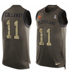 Men's Nike Cleveland Browns #11 Antonio Callaway Limited Green Salute to Service Tank Top NFL Jersey