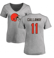 NFL Women's Nike Cleveland Browns #11 Antonio Callaway Ash Name & Number Logo T-Shirt