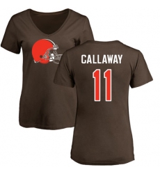 NFL Women's Nike Cleveland Browns #11 Antonio Callaway Brown Name & Number Logo T-Shirt