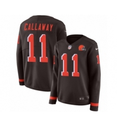 Women's Nike Cleveland Browns #11 Antonio Callaway Limited Brown Therma Long Sleeve NFL Jersey