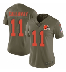 Women's Nike Cleveland Browns #11 Antonio Callaway Limited Olive 2017 Salute to Service NFL Jersey
