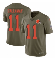 Youth Nike Cleveland Browns #11 Antonio Callaway Limited Olive 2017 Salute to Service NFL Jersey