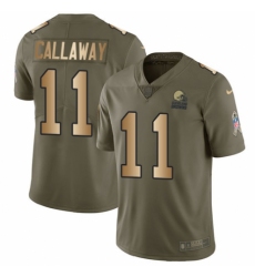 Youth Nike Cleveland Browns #11 Antonio Callaway Limited Olive/Gold 2017 Salute to Service NFL Jersey
