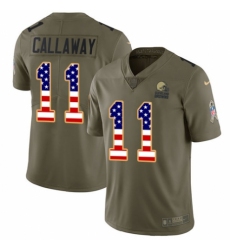 Youth Nike Cleveland Browns #11 Antonio Callaway Limited Olive/USA Flag 2017 Salute to Service NFL Jersey