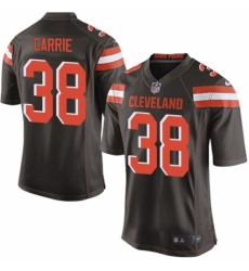 Men's Nike Cleveland Browns #38 T. J. Carrie Game Brown Team Color NFL Jersey