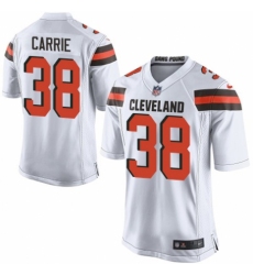Men's Nike Cleveland Browns #38 T. J. Carrie Game White NFL Jersey