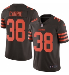 Men's Nike Cleveland Browns #38 T. J. Carrie Limited Brown Rush Vapor Untouchable NFL Jersey