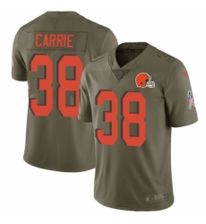 Youth Nike Cleveland Browns #38 T. J. Carrie Limited Olive 2017 Salute to Service NFL Jersey