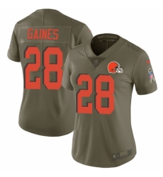 Women's Nike Cleveland Browns #28 E.J. Gaines Limited Olive 2017 Salute to Service NFL Jersey