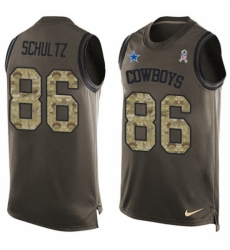 Men's Nike Dallas Cowboys #86 Dalton Schultz Limited Green Salute to Service Tank Top NFL Jersey