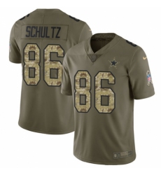 Men's Nike Dallas Cowboys #86 Dalton Schultz Limited Olive/Camo 2017 Salute to Service NFL Jersey