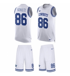 Men's Nike Dallas Cowboys #86 Dalton Schultz Limited White Tank Top Suit NFL Jersey