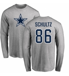 NFL Nike Dallas Cowboys #86 Dalton Schultz Ash Name & Number Logo Long Sleeve T-Shirt