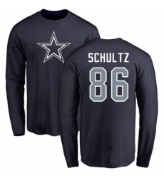 NFL Nike Dallas Cowboys #86 Dalton Schultz Navy Blue Name & Number Logo Long Sleeve T-Shirt