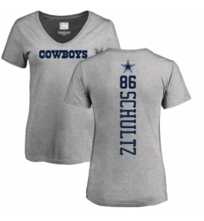 NFL Women's Nike Dallas Cowboys #86 Dalton Schultz Ash Backer V-Neck T-Shirt
