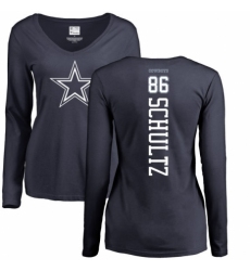 NFL Women's Nike Dallas Cowboys #86 Dalton Schultz Navy Blue Backer Slim Fit Long Sleeve T-Shirt