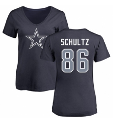 NFL Women's Nike Dallas Cowboys #86 Dalton Schultz Navy Blue Name & Number Logo Slim Fit T-Shirt