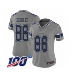 Women's Dallas Cowboys #86 Dalton Schultz Limited Gray Inverted Legend 100th Season Football Jersey