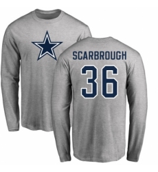 NFL Nike Dallas Cowboys #36 Bo Scarbrough Ash Name & Number Logo Long Sleeve T-Shirt