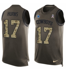 Men's Nike Dallas Cowboys #17 Allen Hurns Limited Green Salute to Service Tank Top NFL Jersey