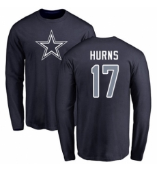 NFL Nike Dallas Cowboys #17 Allen Hurns Navy Blue Name & Number Logo Long Sleeve T-Shirt