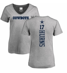 NFL Women's Nike Dallas Cowboys #17 Allen Hurns Ash Backer V-Neck T-Shirt