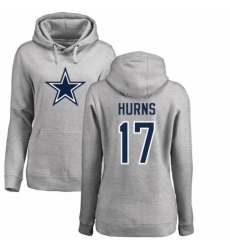 NFL Women's Nike Dallas Cowboys #17 Allen Hurns Ash Name & Number Logo Pullover Hoodie