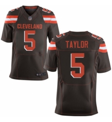 Men's Nike Cleveland Browns #5 Tyrod Taylor Elite Brown Team Color NFL Jersey