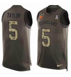 Men's Nike Cleveland Browns #5 Tyrod Taylor Limited Green Salute to Service Tank Top NFL Jersey