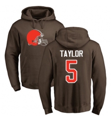 NFL Nike Cleveland Browns #5 Tyrod Taylor Brown Name & Number Logo Pullover Hoodie