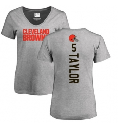 NFL Women's Nike Cleveland Browns #5 Tyrod Taylor Ash Backer V-Neck T-Shirt