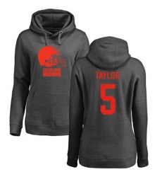 NFL Women's Nike Cleveland Browns #5 Tyrod Taylor Ash One Color Pullover Hoodie