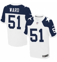 Men's Nike Dallas Cowboys #51 Jihad Ward Elite White Throwback Alternate NFL Jersey