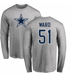 NFL Nike Dallas Cowboys #51 Jihad Ward Ash Name & Number Logo Long Sleeve T-Shirt