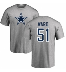 NFL Nike Dallas Cowboys #51 Jihad Ward Ash Name & Number Logo T-Shirt