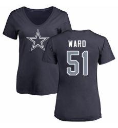 NFL Women's Nike Dallas Cowboys #51 Jihad Ward Navy Blue Name & Number Logo Slim Fit T-Shirt