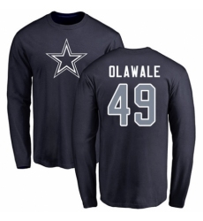 NFL Nike Dallas Cowboys #49 Jamize Olawale Navy Blue Name & Number Logo Long Sleeve T-Shirt