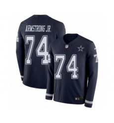 Men's Nike Dallas Cowboys #74 Dorance Armstrong Jr. Limited Navy Blue Therma Long Sleeve NFL Jersey