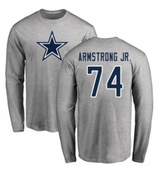 NFL Nike Dallas Cowboys #74 Dorance Armstrong Jr. Ash Name & Number Logo Long Sleeve T-Shirt