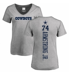 NFL Women's Nike Dallas Cowboys #74 Dorance Armstrong Jr. Ash Backer V-Neck T-Shirt