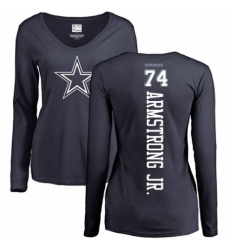 NFL Women's Nike Dallas Cowboys #74 Dorance Armstrong Jr. Navy Blue Backer Slim Fit Long Sleeve T-Shirt