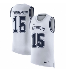 Men's Nike Dallas Cowboys #15 Deonte Thompson White Rush Player Name & Number Tank Top NFL Jersey