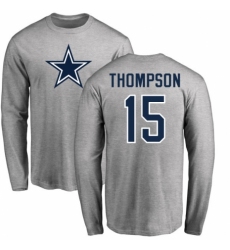 NFL Nike Dallas Cowboys #15 Deonte Thompson Ash Name & Number Logo Long Sleeve T-Shirt